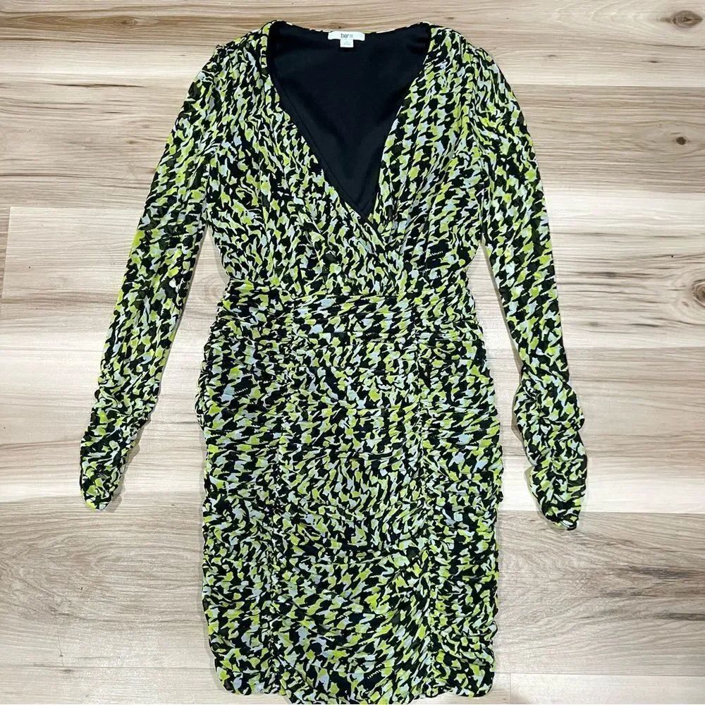 Bar III Green Houndstooth Mini Party Dress Women’s XS